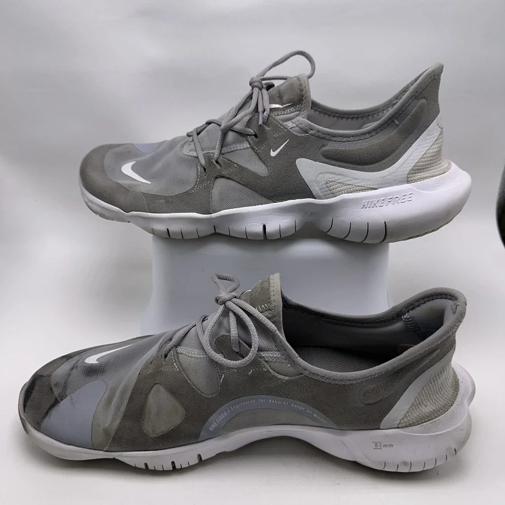 Nike Free RN 5.0 Mens Size 12 Gray White Athletic Running Walking Shoes Sneakers